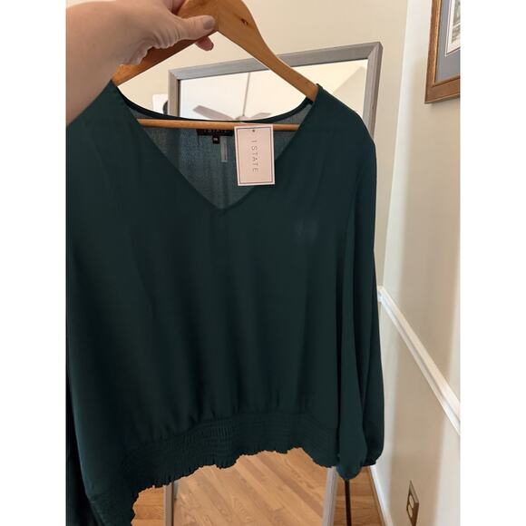 1.State Women's Cypress Green V-Neck Long Sleeve Blouse XXL - Picture 5 of 6